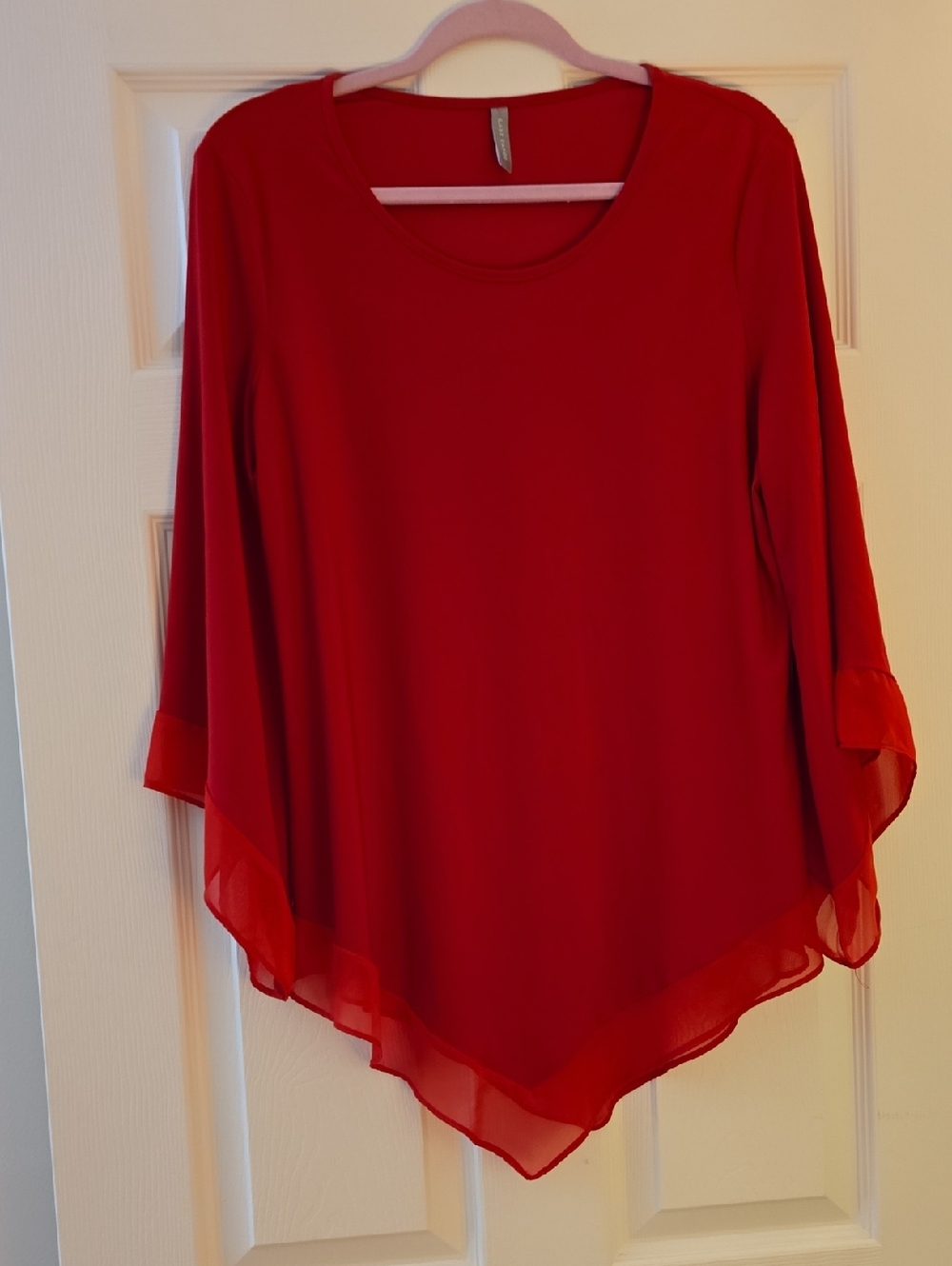 Last Tango Red Chiffon Handkerchief Hem Tunic